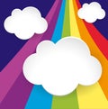 Three cloud templates on rainbow background