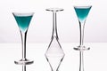 Three cocktail glasses in a white background