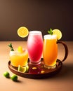 Three cocktails on a tray Royalty Free Stock Photo