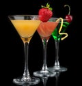 Three cocktails red cosmopolitan cocktails Royalty Free Stock Photo