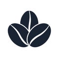 Three coffee beans icon flat design isolated vector illustration, cafe logo element Royalty Free Stock Photo