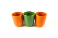 Three Coffee Mugs in Orange and Green