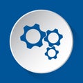 Three cogwheel - simple blue icon on white button