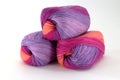 Three coils of sectional yarn for needlework on a white background Royalty Free Stock Photo