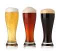 Three cold beer, isolated Royalty Free Stock Photo