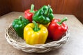 Three color bell peppers Royalty Free Stock Photo