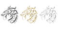 Three color black gold and silver  line art of dragon head. Good use for symbol, mascot, icon, avatar, tattoo, T Shirt design, Royalty Free Stock Photo