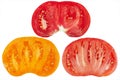 Three color cut tomatoes Royalty Free Stock Photo