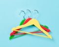 Three color hangers Royalty Free Stock Photo