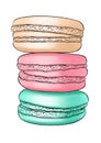 Three color macarons, pink, green, beige