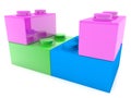 Three color toy bricks on white Royalty Free Stock Photo