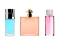 Three color transparent glass perfume bottles Royalty Free Stock Photo