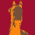 Three color vector horses - each of them on a different colors background - horse with outline stroke