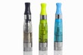 Three colored atomizers for electronic cigarettes Royalty Free Stock Photo