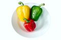 Three colored bell pepper. Royalty Free Stock Photo