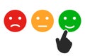 Three colored cartoon emoticons, set emotion. Positive customer reviews. Feedback concept rating Ã¢â¬â vector