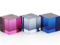Three colored cubes in gradient shades isolated on white background Royalty Free Stock Photo
