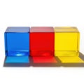 Three colored cubes isolated on white background Royalty Free Stock Photo