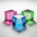 Three colored cubes isolated on white background Royalty Free Stock Photo