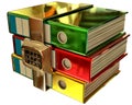 Three colored folders with electronic lock