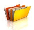 Three colored folders and files Royalty Free Stock Photo