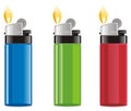 Three colored lighters