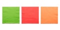 Three colored paper napkins on white Royalty Free Stock Photo