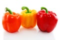 Three colored paprika isolated