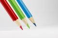 Three colored pencils in RGB colors Royalty Free Stock Photo