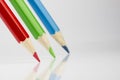 Three colored pencils in RGB colors Royalty Free Stock Photo