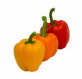 Three colored peppers isolated Royalty Free Stock Photo
