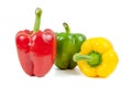 Three colored peppers on white background Royalty Free Stock Photo