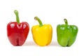 Three colored peppers on white background Royalty Free Stock Photo