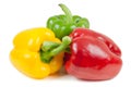 Three colored peppers on white background Royalty Free Stock Photo