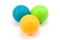 Three colored plastic balls Royalty Free Stock Photo
