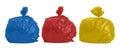 Three colored rubbish bags