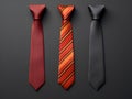 three colored ties in row on black background Royalty Free Stock Photo