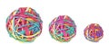 Three colorful balls of rubber bands on white background Royalty Free Stock Photo