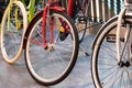 Three colorful bikes next to each other