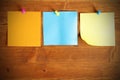 Three colorful blank note papers Royalty Free Stock Photo