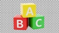 Three colorful blocks spelling ABC on grid background Royalty Free Stock Photo