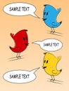 Colorful Cartoon Birds Illustration with Speech Bubbles