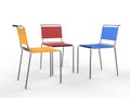 Three colorful chairs