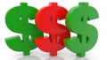Three colorful dollar signs Royalty Free Stock Photo