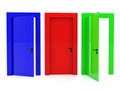 Three colorful doors