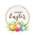 Card with Easter eggs in grass Royalty Free Stock Photo