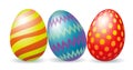 Three colorful Easter eggs