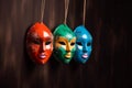 Three colorful face mask. Generate Ai