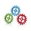 Three colorful gear wheels