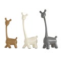 Three colorful giraffe figurines on a white background. 3d rendering Royalty Free Stock Photo